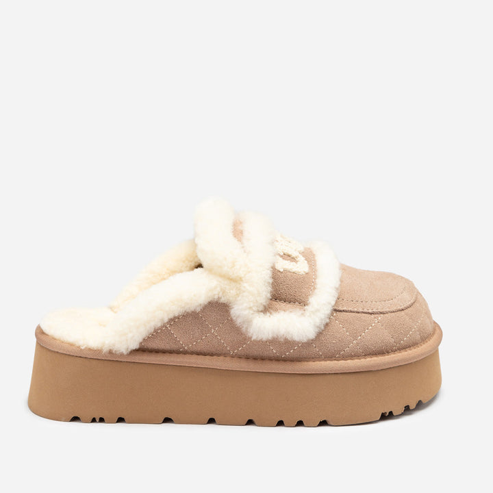OZWEAR UGG Violet Matelassé Shearling Platform Slipper (Detachable Feature)