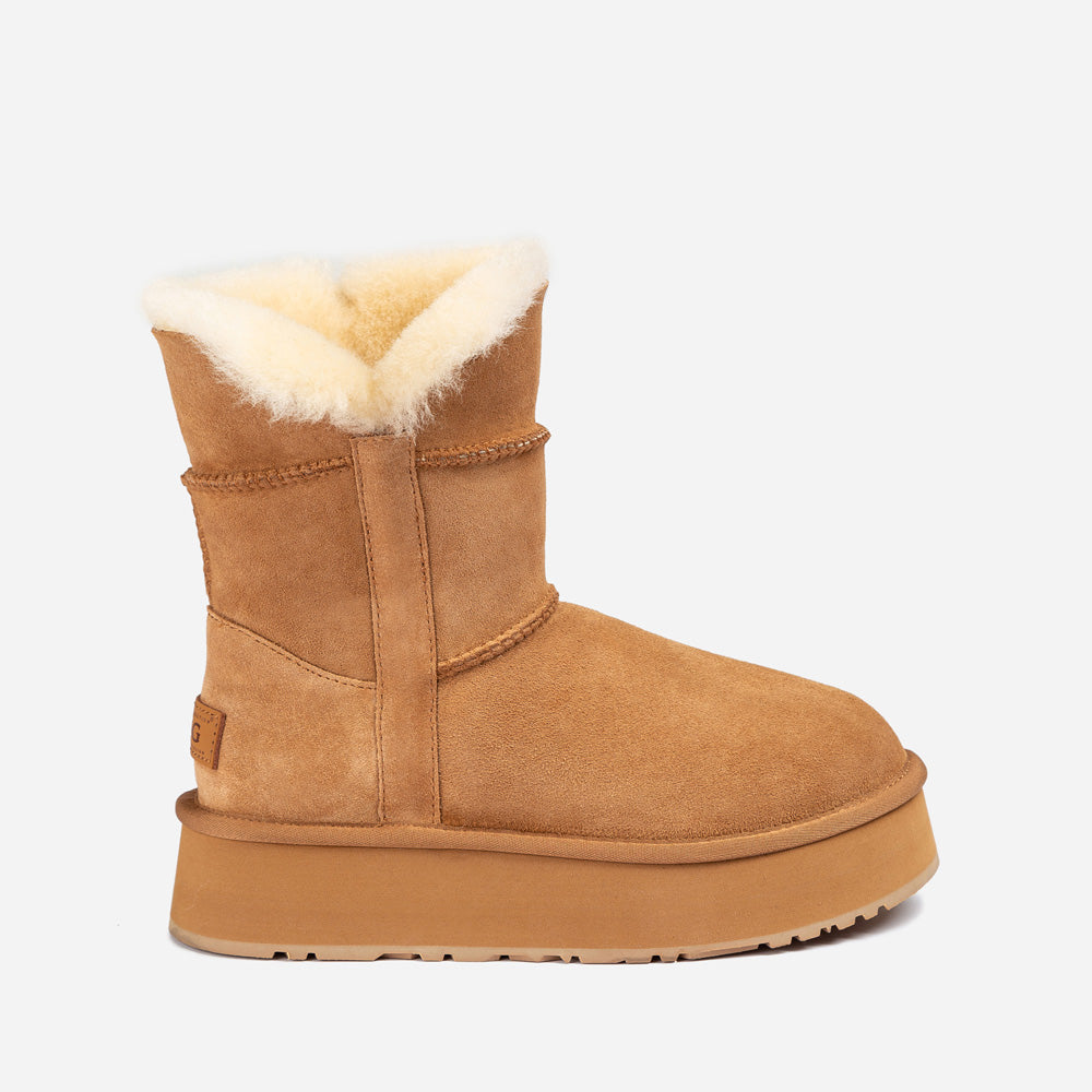 OZWEAR UGG Classic Platform Buckle Mini Boots (4.5cm) (Water Resistant)