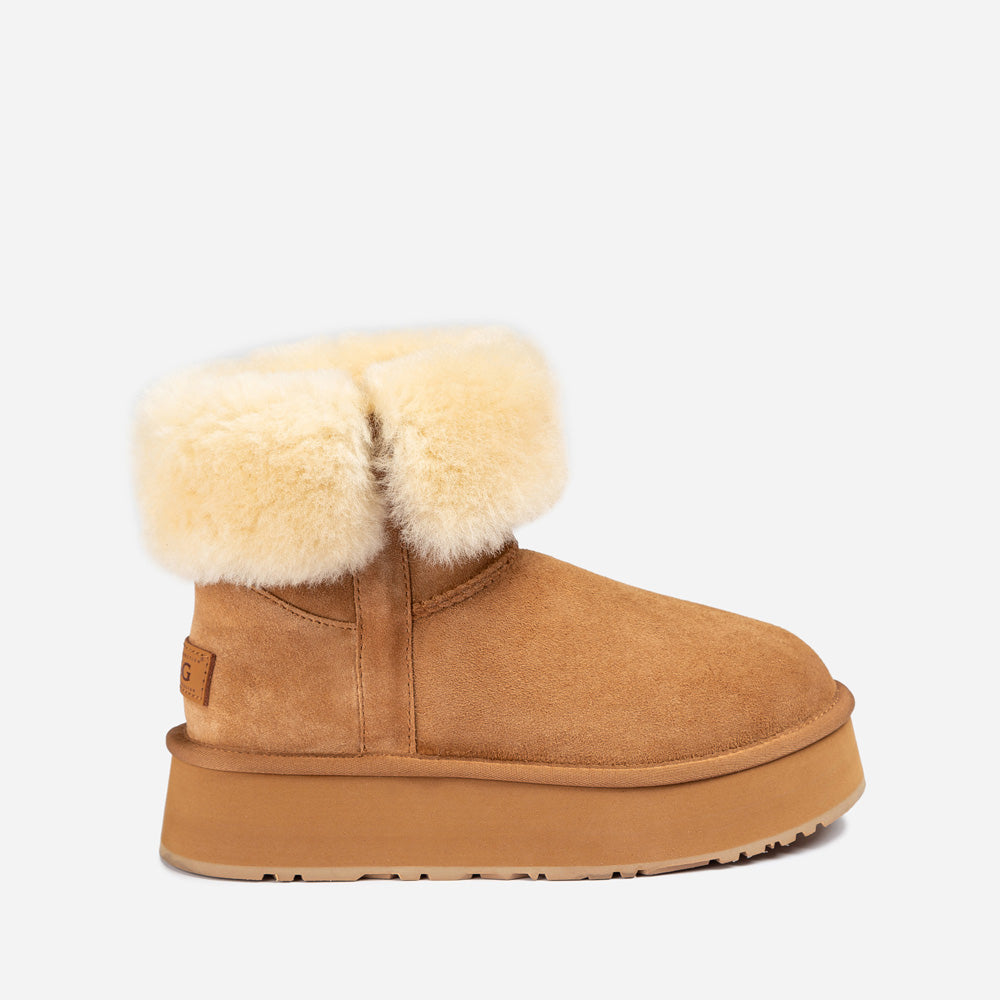 OZWEAR UGG Classic Platform Buckle Mini Boots (4.5cm) (Water Resistant)
