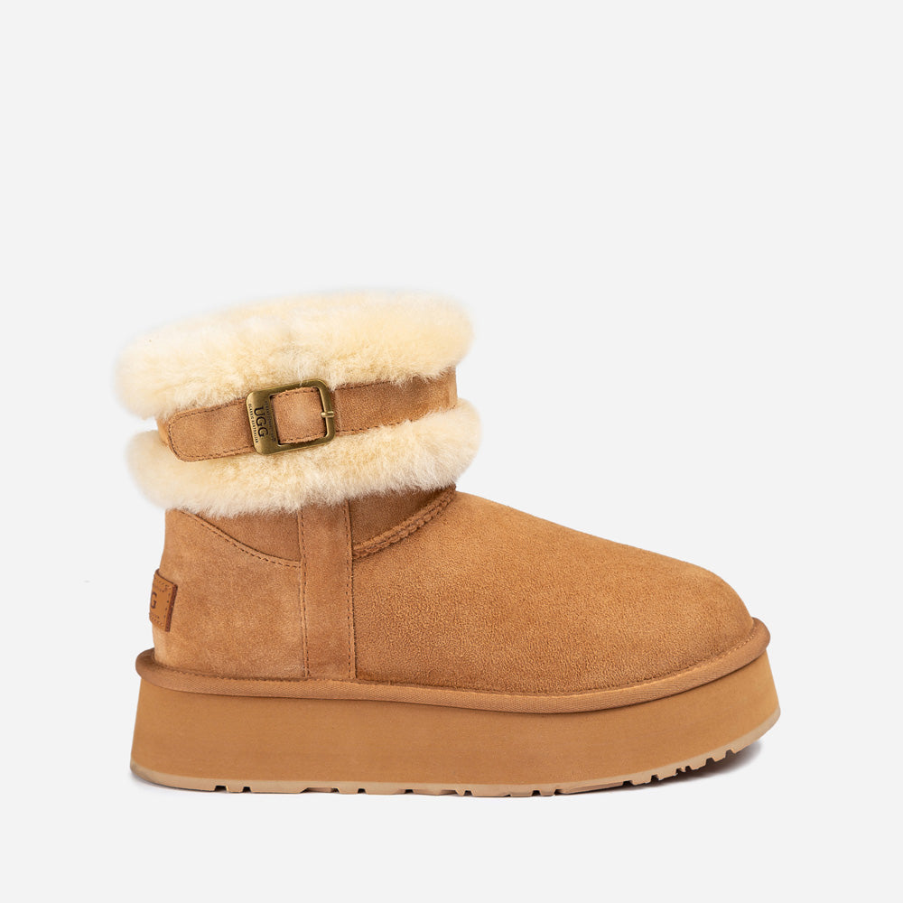 OZWEAR UGG Classic Platform Buckle Mini Boots (4.5cm) (Water Resistant)