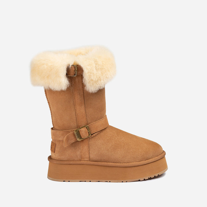 OZWEAR UGG Classic Platform Buckle Long Boots (4.5cm) (Water Resistant)