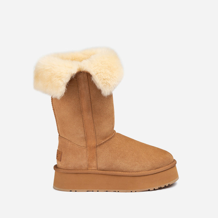 OZWEAR UGG Classic Platform Buckle Long Boots (4.5cm) (Water Resistant)