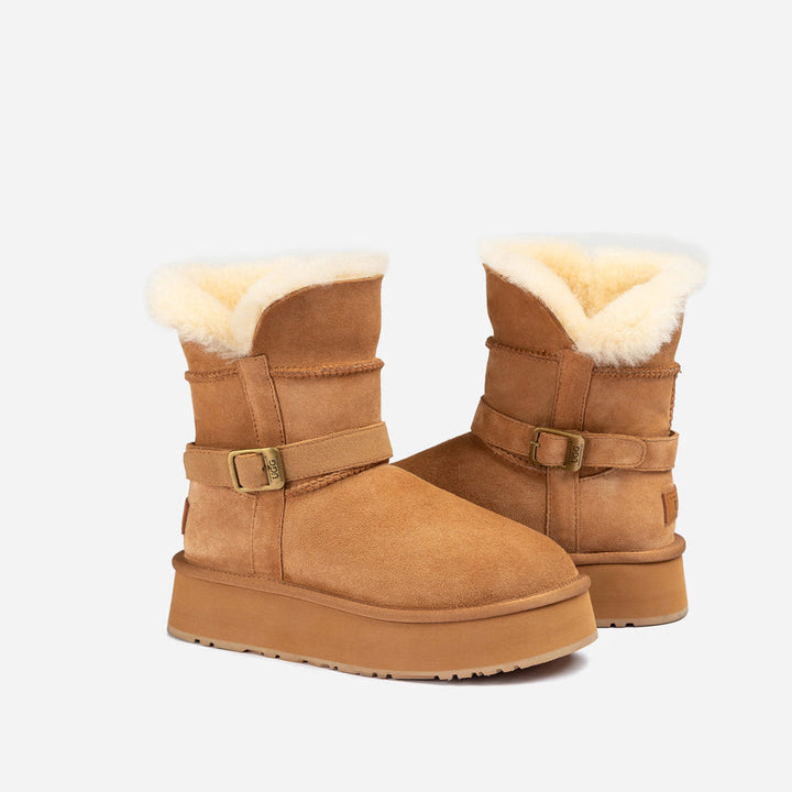 OZWEAR UGG Classic Platform Buckle Mini Boots (4.5cm) (Water Resistant)