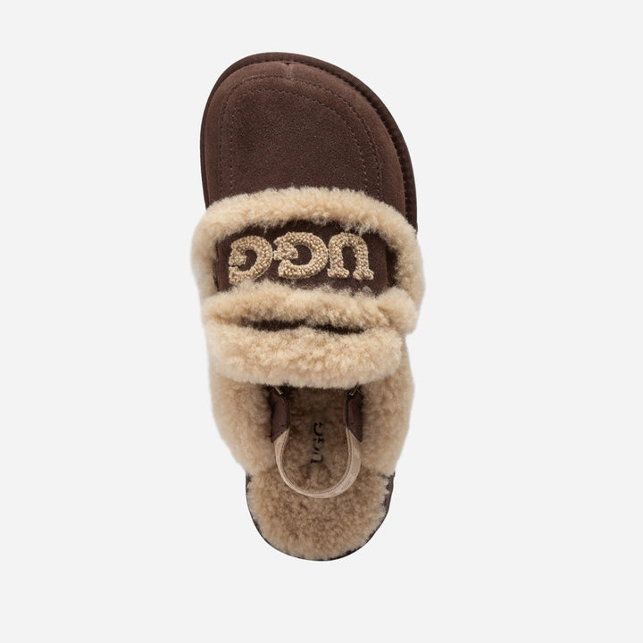OZWEAR UGG Violet Shearling Platform Slipper (Elastic Logo) (Detachable Feature)