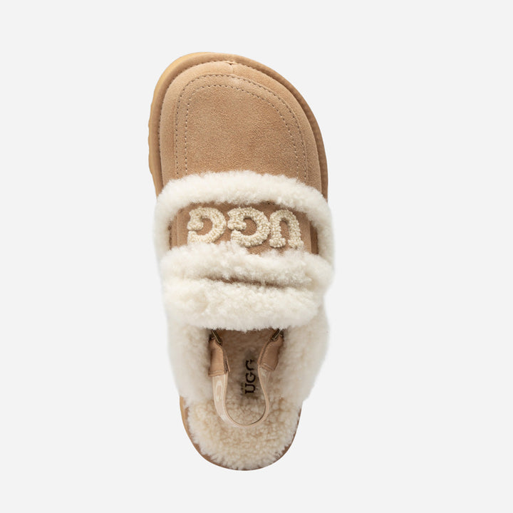 OZWEAR UGG Violet Shearling Platform Slipper (Elastic Logo) (Detachable Feature)