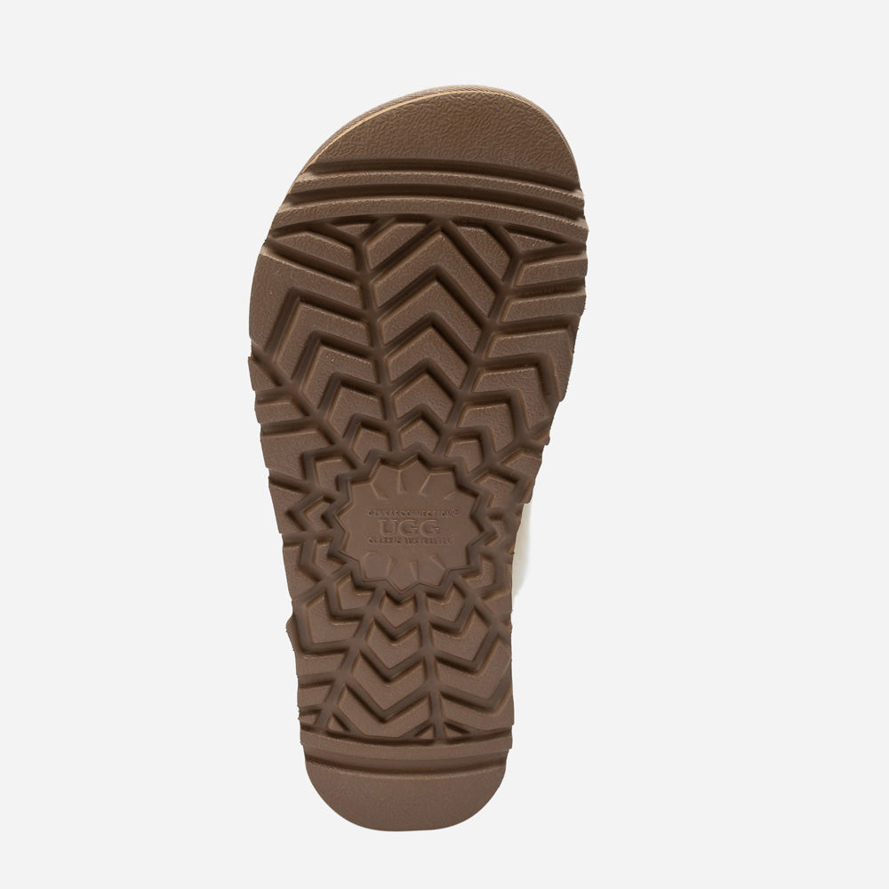 OZWEAR UGG Violet Shearling Platform Slipper (Elastic Logo) (Detachable Feature)
