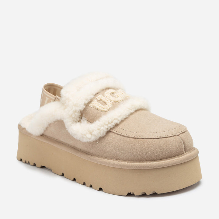OZWEAR UGG Violet Shearling Platform Slipper (Elastic Logo) (Detachable Feature)