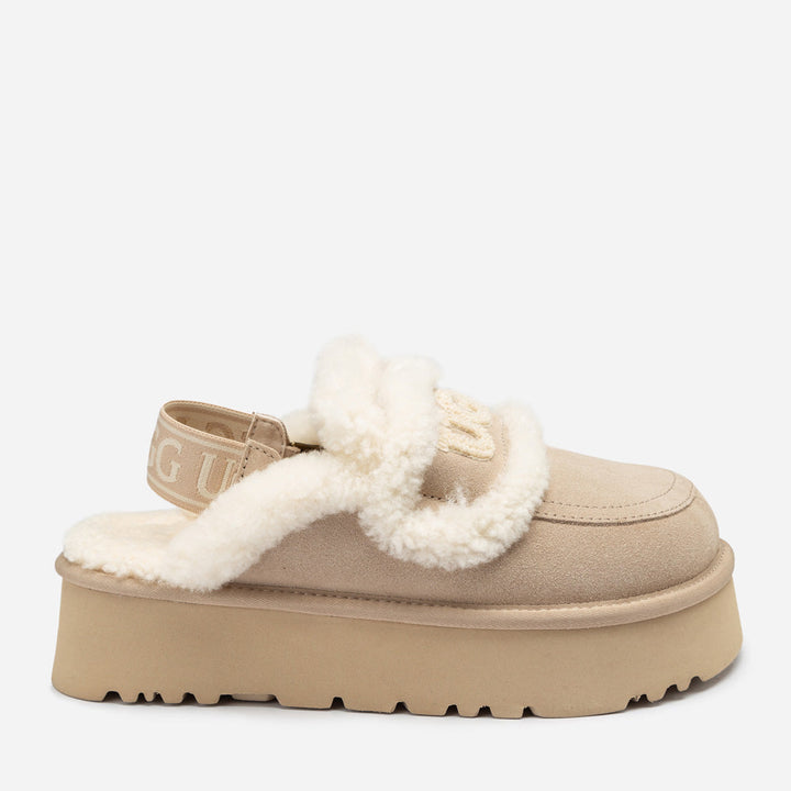 OZWEAR UGG Violet Shearling Platform Slipper (Elastic Logo) (Detachable Feature)