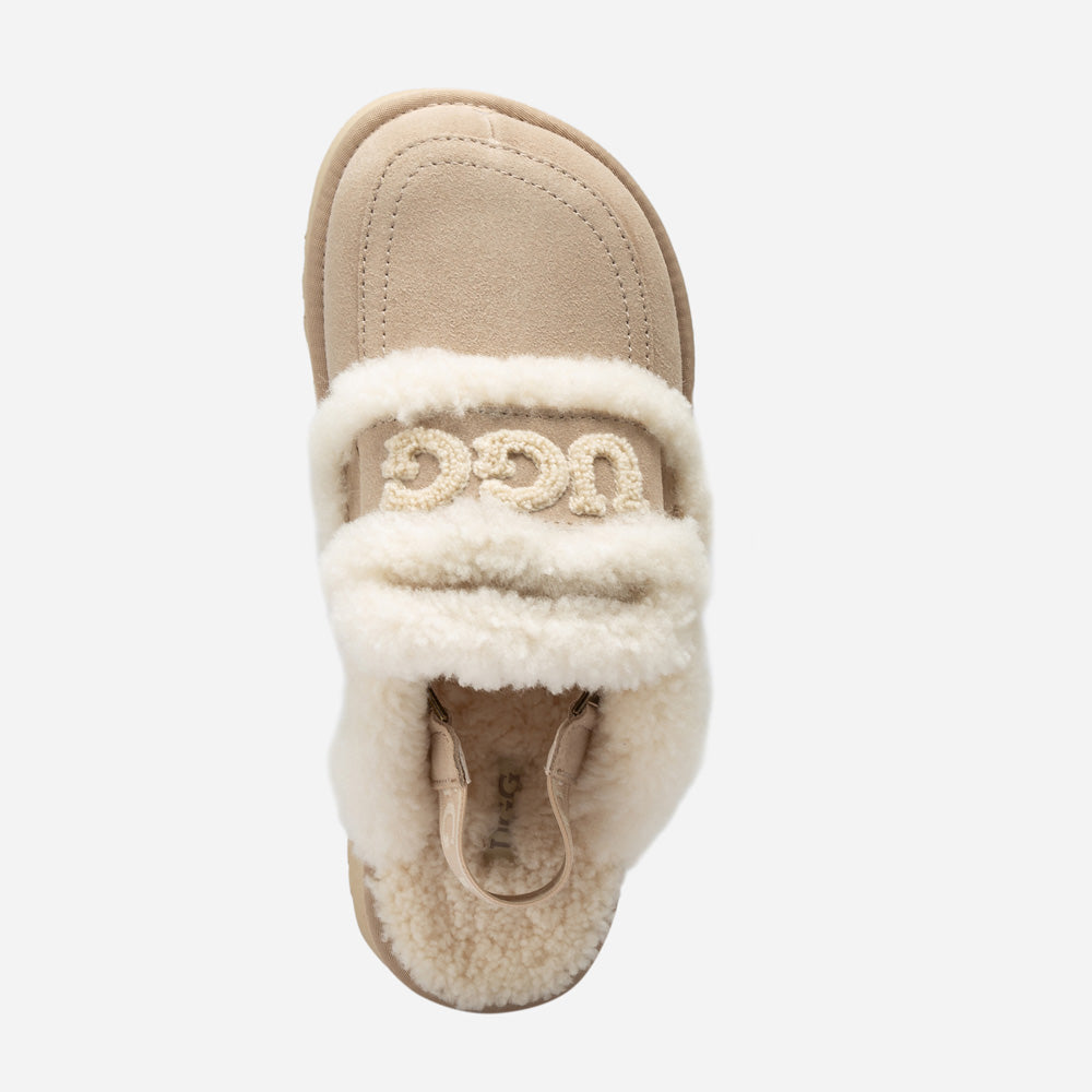 OZWEAR UGG Violet Shearling Platform Slipper (Elastic Logo) (Detachable Feature)