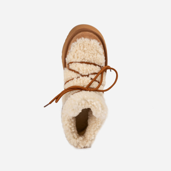OZWEAR UGG Classic Fluffy Lace-Up Platform Mini Snow Boots (4.5cm) (Water Resistant)