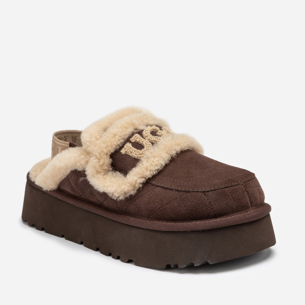 OZWEAR UGG Violet Matelassé Shearling Platform Slipper (Detachable Feature)