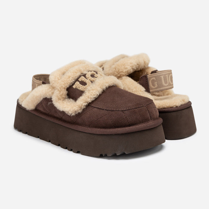 OZWEAR UGG Violet Matelassé Shearling Platform Slipper (Detachable Feature)