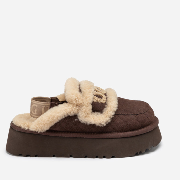 OZWEAR UGG Violet Matelassé Shearling Platform Slipper (Detachable Feature)