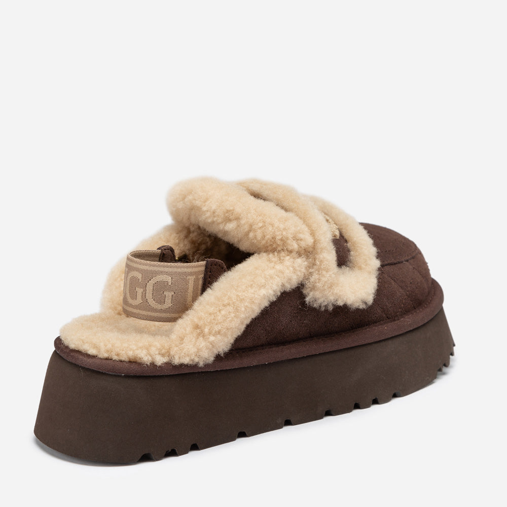 OZWEAR UGG Violet Matelassé Shearling Platform Slipper (Detachable Feature)