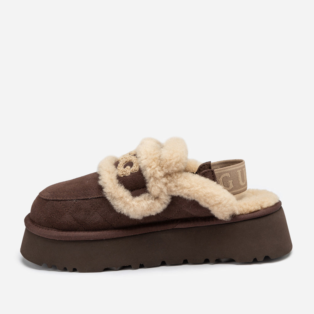 OZWEAR UGG Violet Matelassé Shearling Platform Slipper (Detachable Feature)