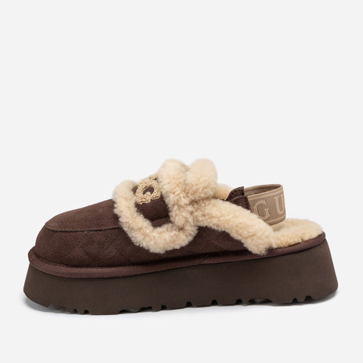 OZWEAR UGG Violet Matelassé Shearling Platform Slipper (Detachable Feature)