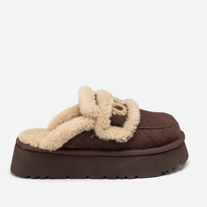 OZWEAR UGG Violet Matelassé Shearling Platform Slipper (Detachable Feature)
