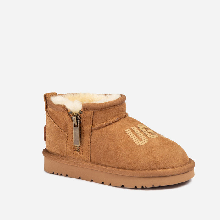 OZWEAR UGG Kids Zipper Logo Ultra Mini Boots