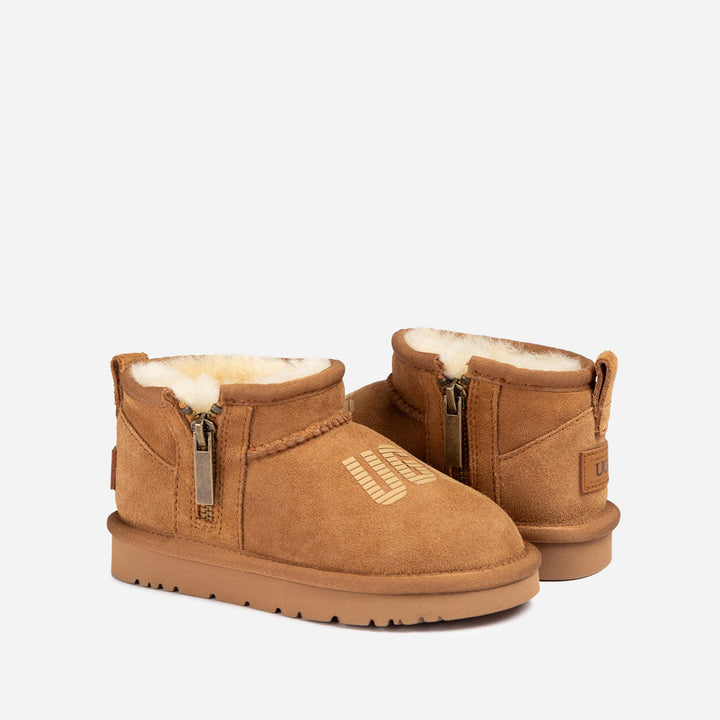 OZWEAR UGG Kids Zipper Logo Ultra Mini Boots
