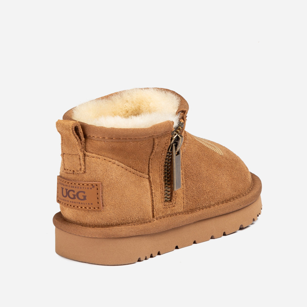 OZWEAR UGG Kids Zipper Logo Ultra Mini Boots