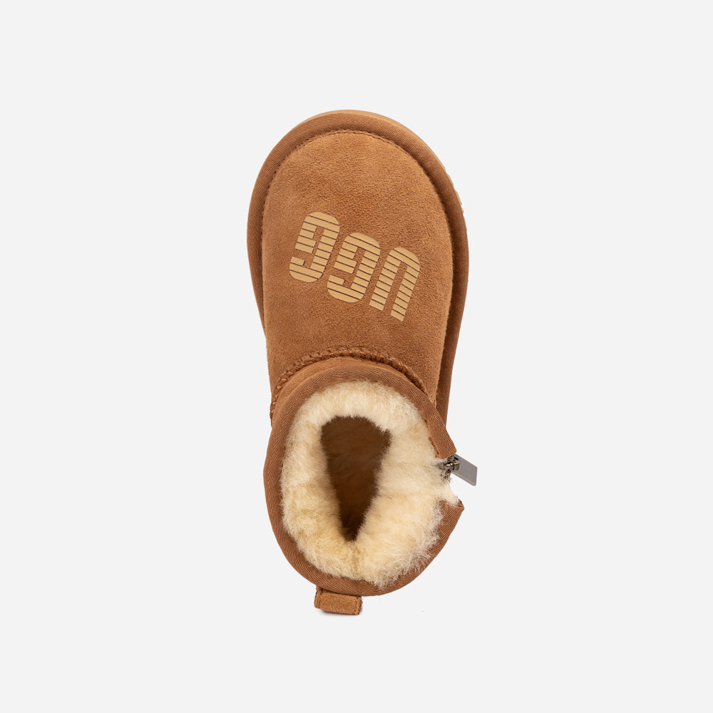 OZWEAR UGG Kids Zipper Logo Ultra Mini Boots