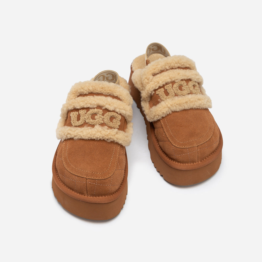 OZWEAR UGG Violet Matelassé Shearling Platform Slipper (Detachable Feature)