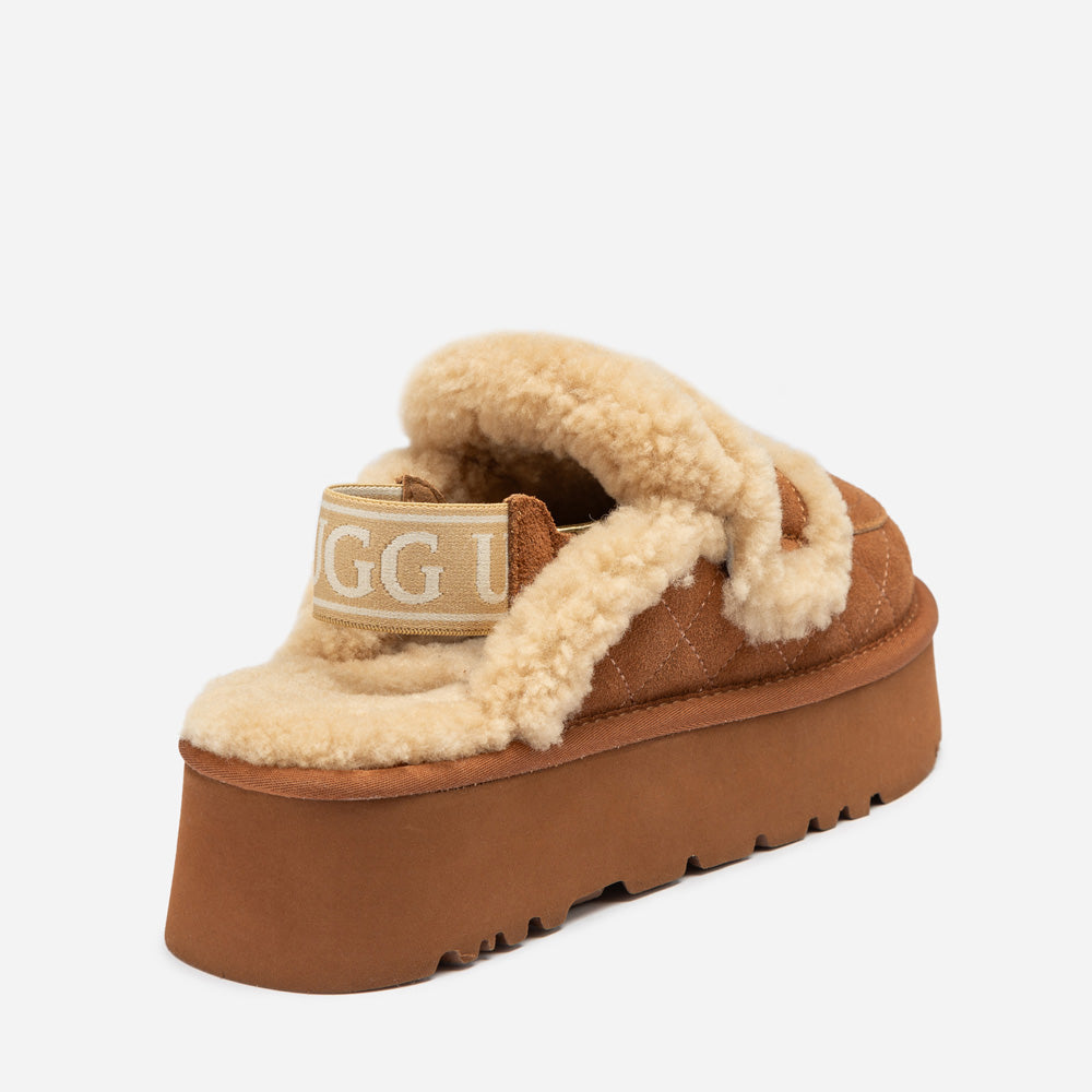 OZWEAR UGG Violet Matelassé Shearling Platform Slipper (Detachable Feature)