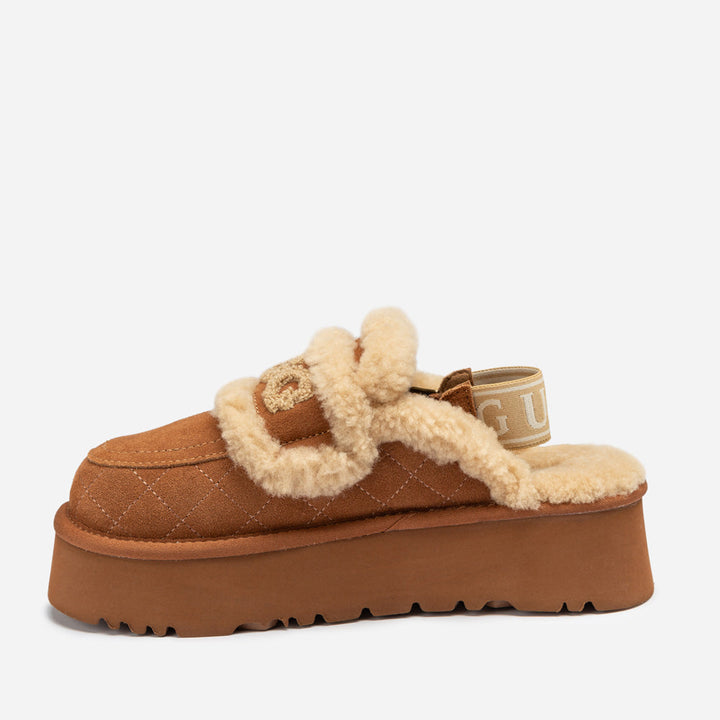 OZWEAR UGG Violet Matelassé Shearling Platform Slipper (Detachable Feature)