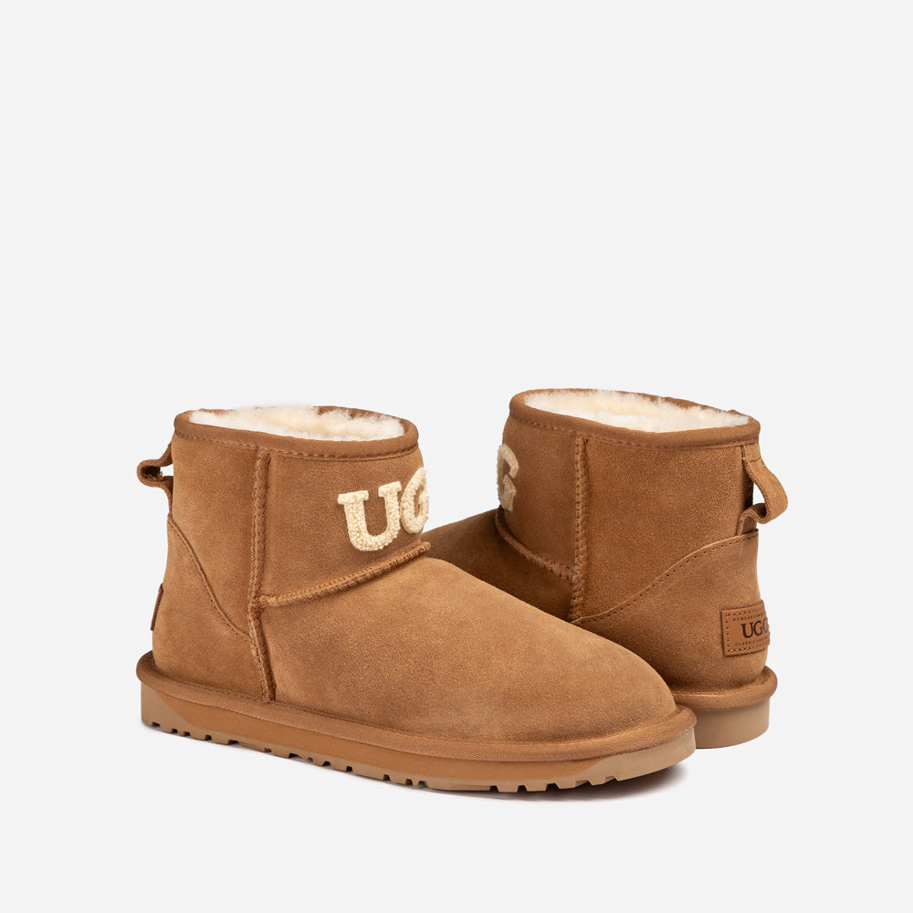 OZWEAR UGG Classic Knit Logo Mini Boots (Water Resistant)