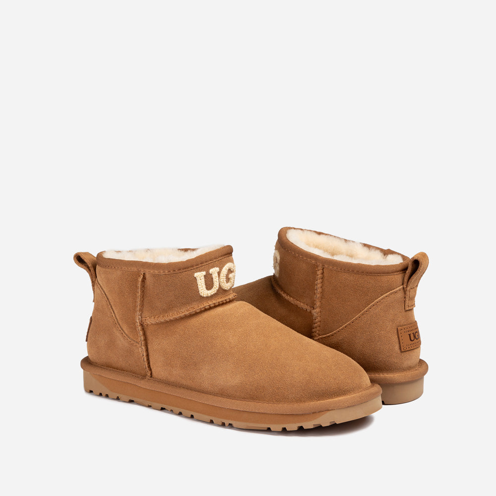 OZWEAR UGG Classic Knit Logo Ultra Mini Boots (Water Resistant)