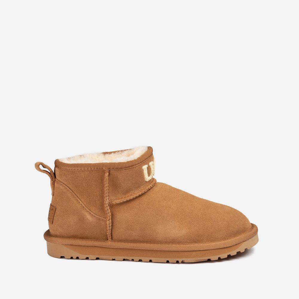 OZWEAR UGG Classic Knit Logo Ultra Mini Boots (Water Resistant)