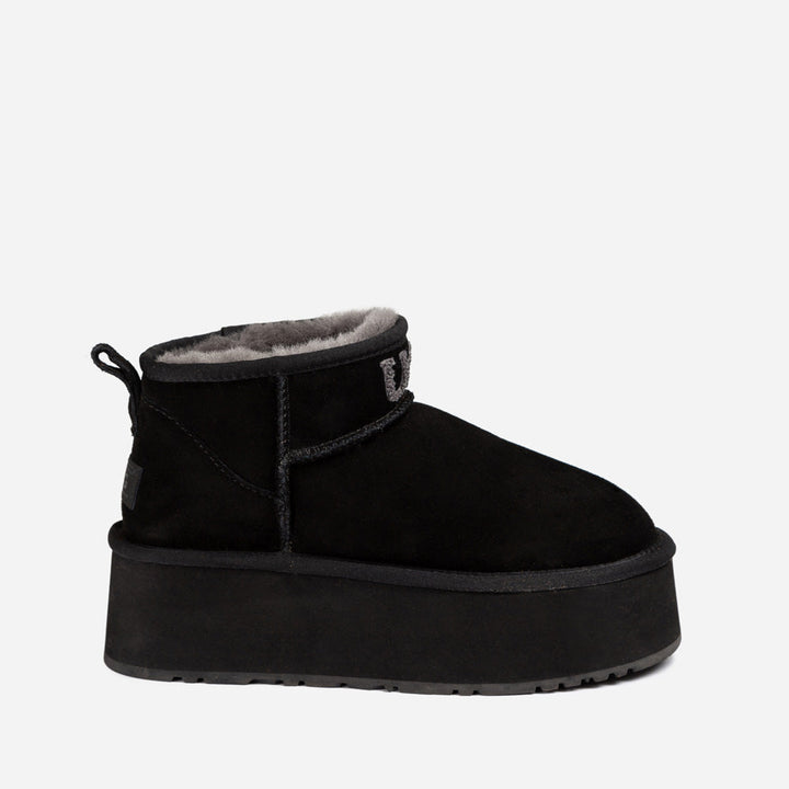 OZWEAR UGG Classic Platform Knit Logo Ultra Mini Boots (Water Resistant) (5cm)