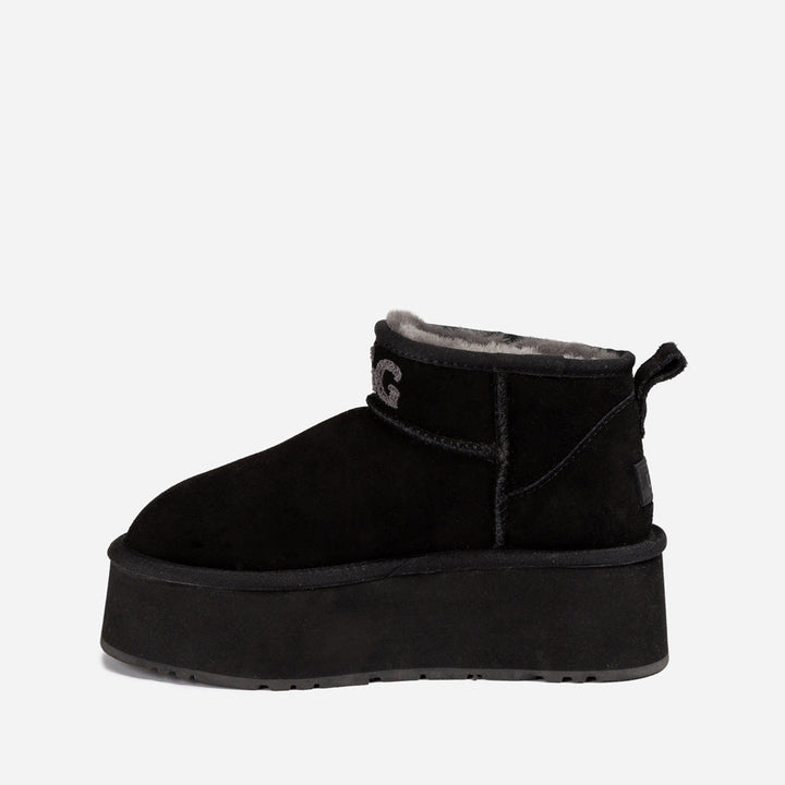 OZWEAR UGG Classic Platform Knit Logo Ultra Mini Boots (Water Resistant) (5cm)