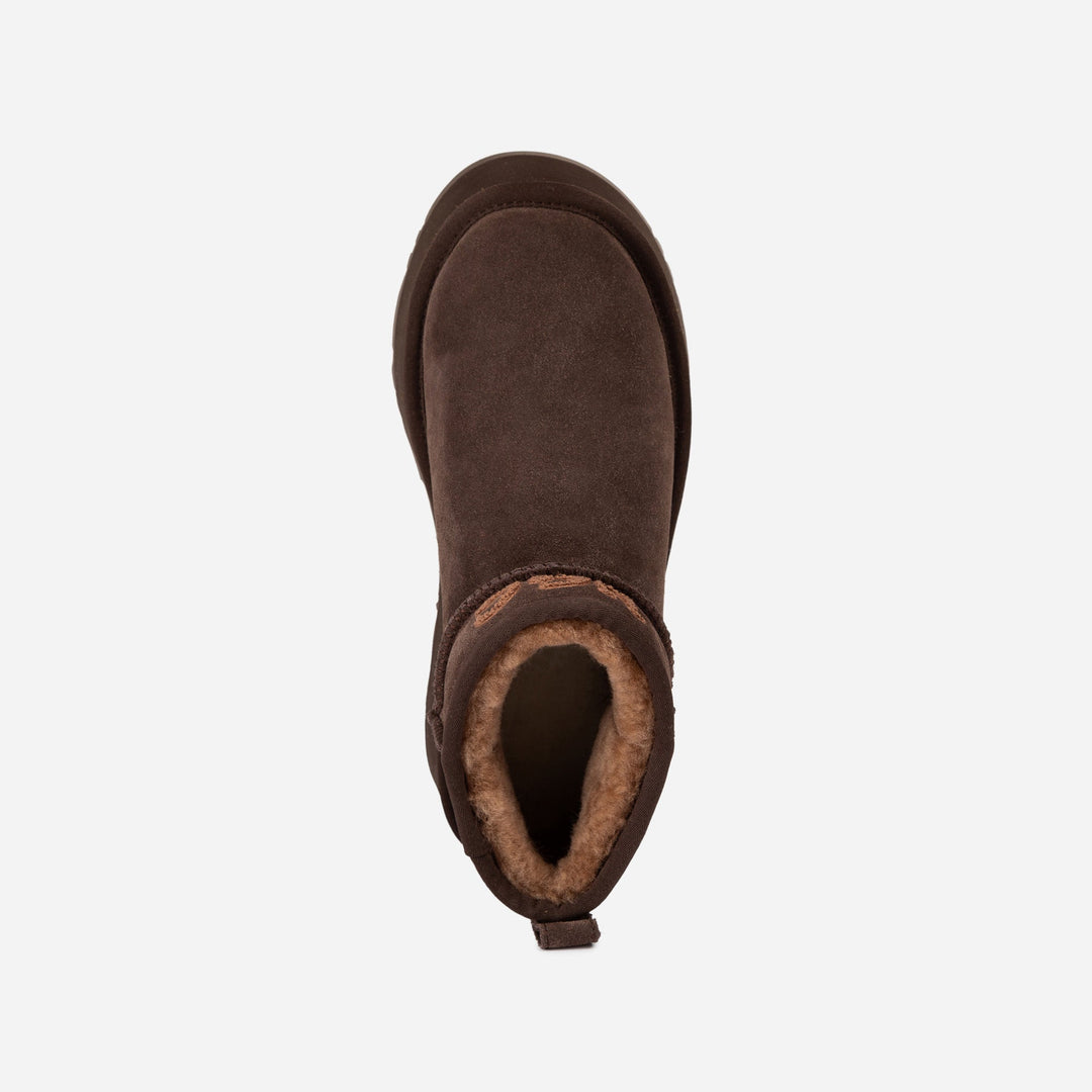 OZWEAR UGG Classic Platform Knit Logo Ultra Mini Boots (Water Resistant)(4cm)