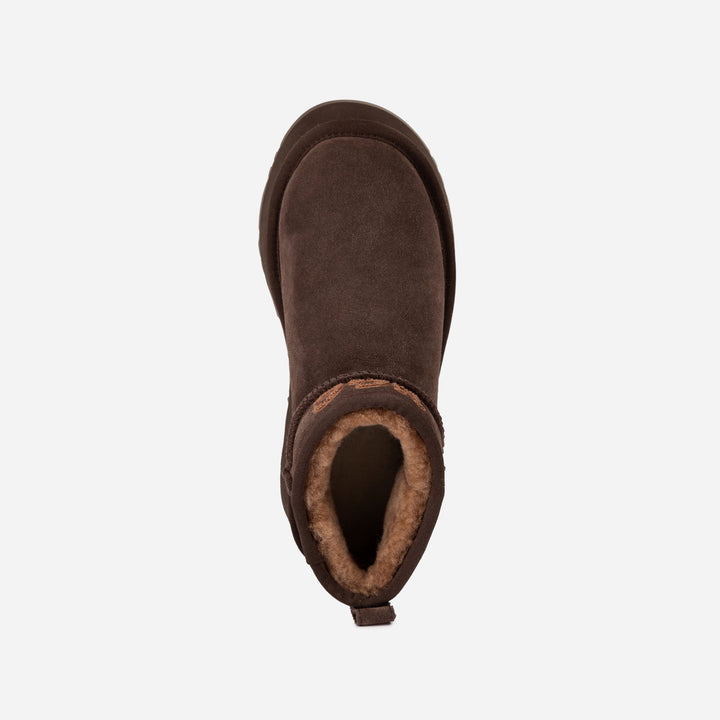 OZWEAR UGG Classic Platform Knit Logo Ultra Mini Boots (Water Resistant)(4cm)