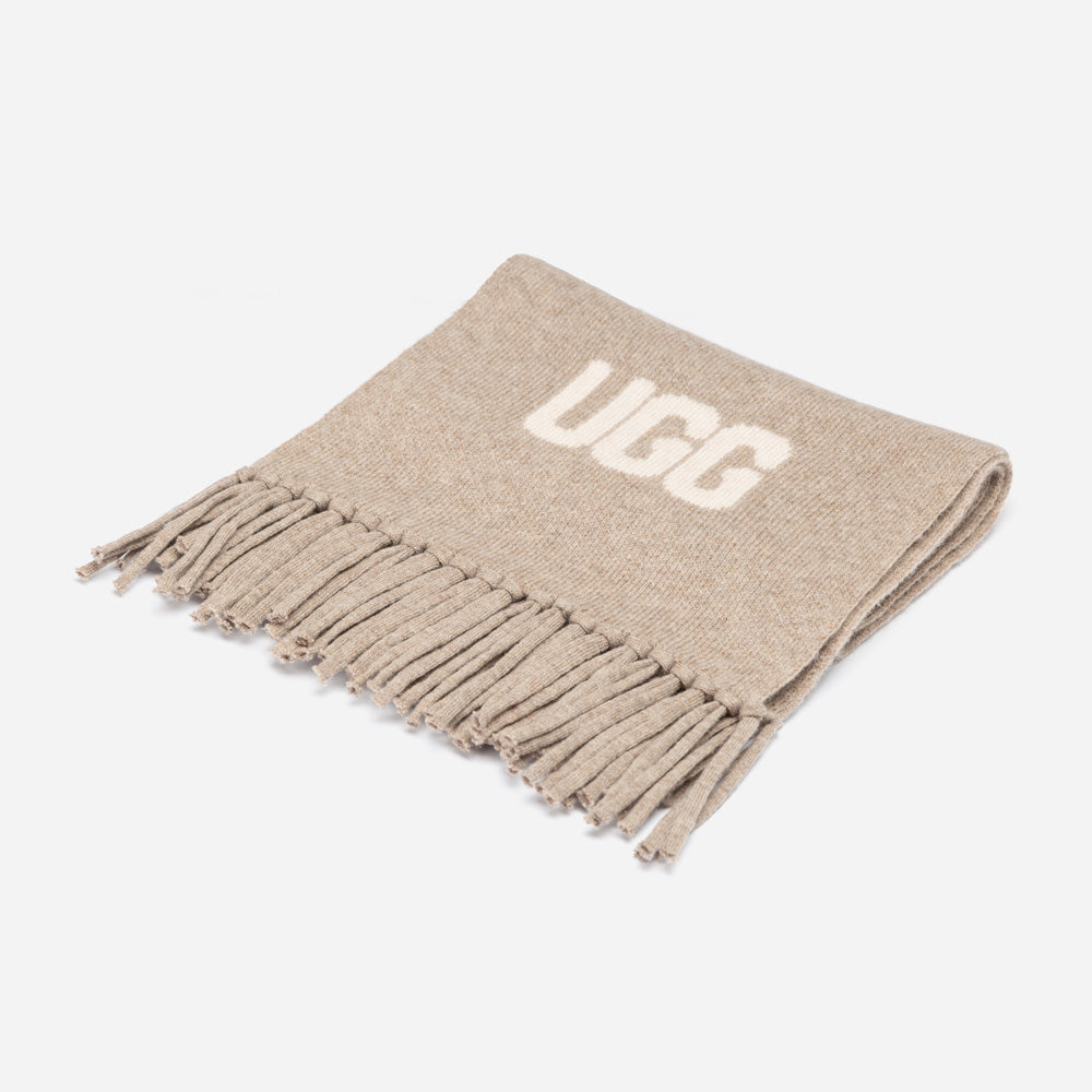 OZWEAR UGG Logo Cashmere Aus Wool Woven Scarf
