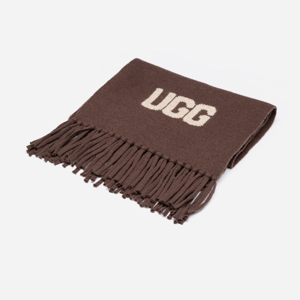 OZWEAR UGG Logo Cashmere Aus Wool Woven Scarf
