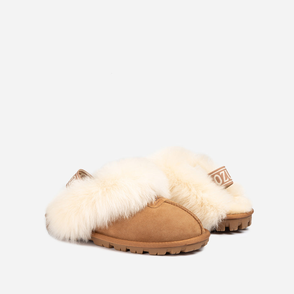OZWEAR UGG Coquette Premium Esperanza Sheepskin Slipper (Elastic Backstrap) (Detachable Feature)