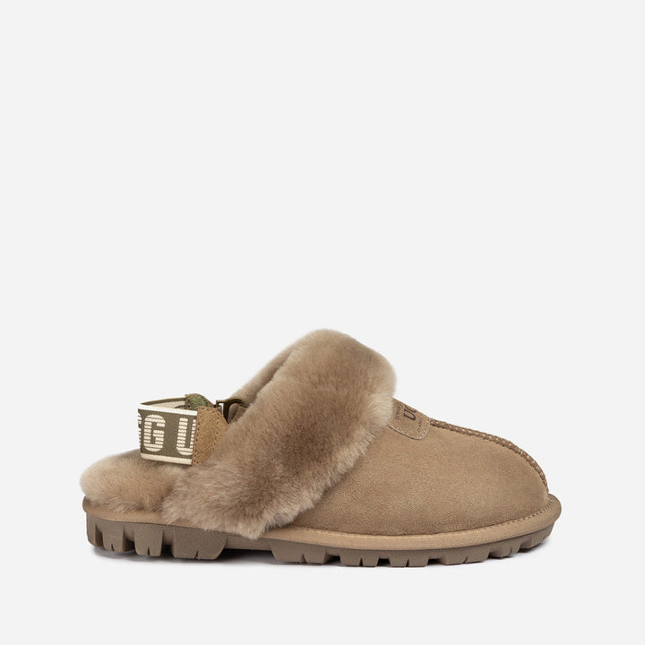 OZWEAR UGG Coquette Slipper (Elastic Logo & Wool Strap) (Detachable Feature)