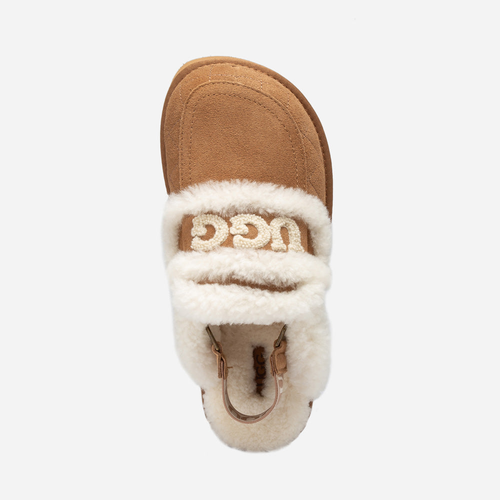 OZWEAR UGG Violet Matelassé Shearling Super Platform (6cm) Slipper (Elastic Logo) (Detachable Feature)