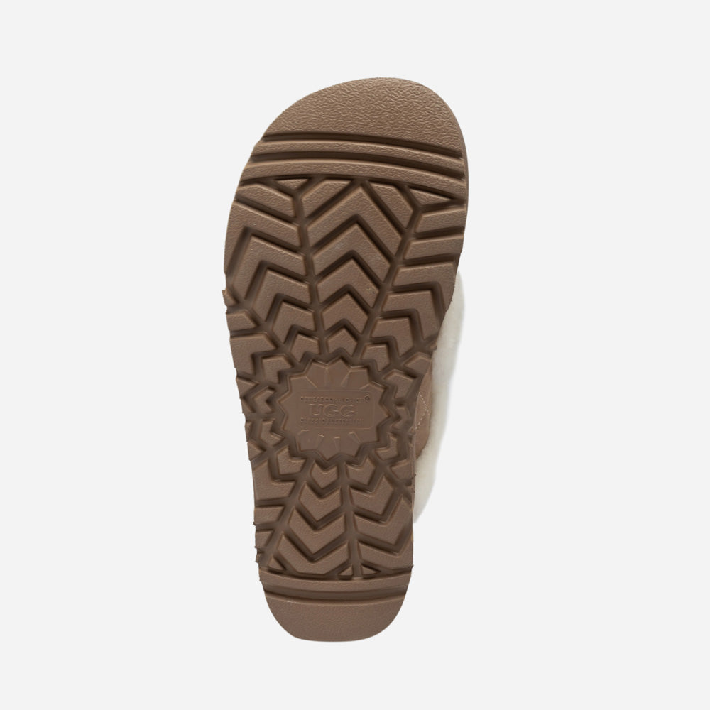 OZWEAR UGG Violet Matelassé Shearling Super Platform (6cm) Slipper (Elastic Logo) (Detachable Feature)