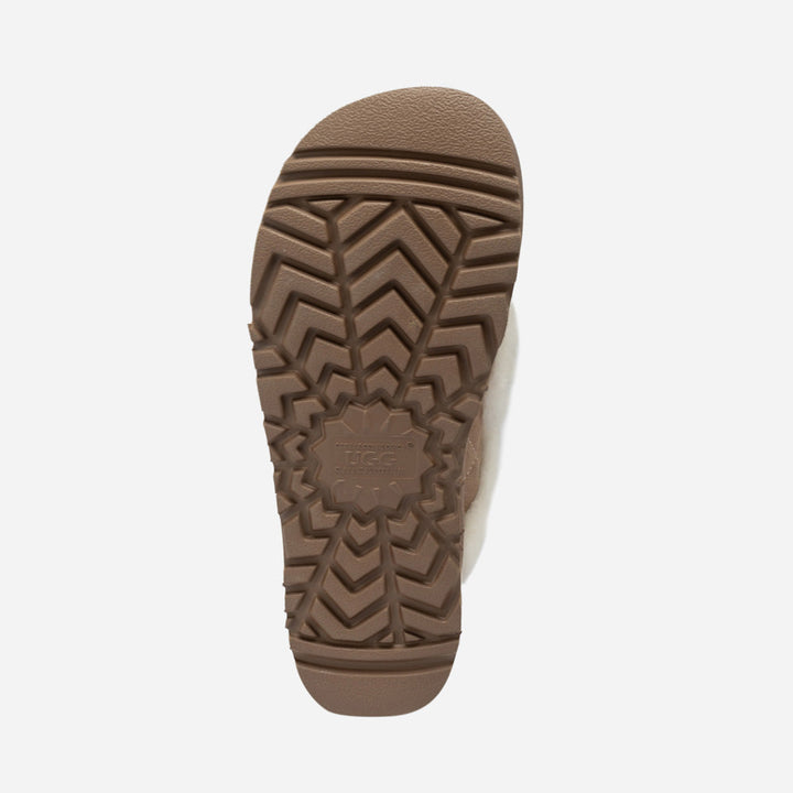 OZWEAR UGG Violet Matelassé Shearling Super Platform (6cm) Slipper (Elastic Logo) (Detachable Feature)