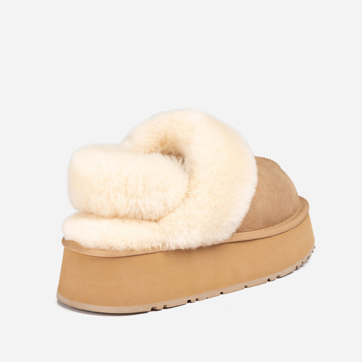 OZWEAR UGG Coquette Platform Slipper (Elastic Logo & Wool Strap) (Detachable Feature)