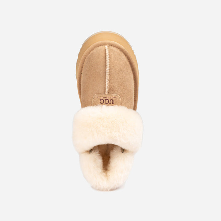 OZWEAR UGG Coquette Platform Slipper (Elastic Logo & Wool Strap) (Detachable Feature)