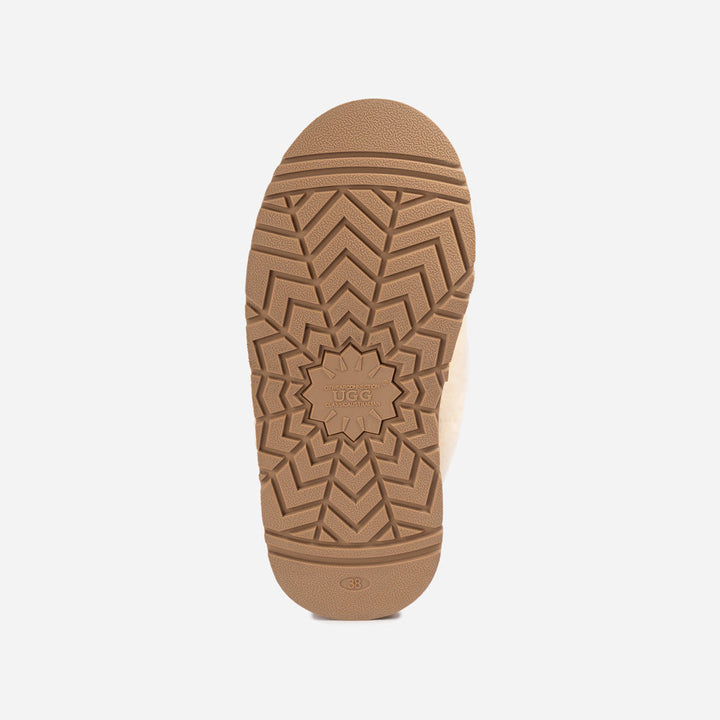 OZWEAR UGG Coquette Platform Slipper (Elastic Logo & Wool Strap) (Detachable Feature)
