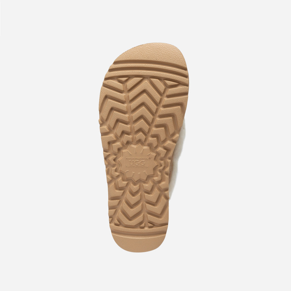 OZWEAR UGG Violet Matelassé Shearling Super Platform (6cm) Slipper (Elastic Logo) (Detachable Feature)