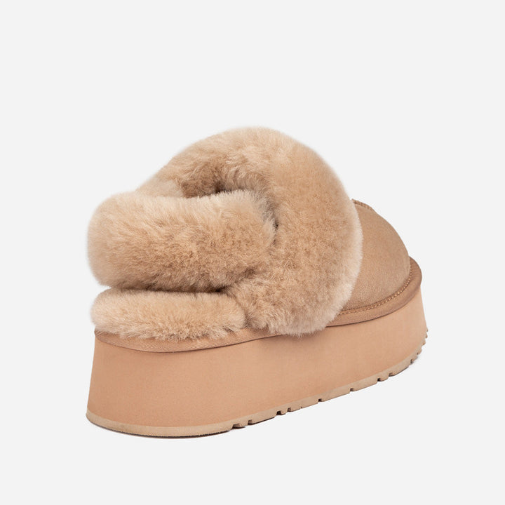 OZWEAR UGG Coquette Platform Slipper (Elastic Logo & Wool Strap) (Detachable Feature)
