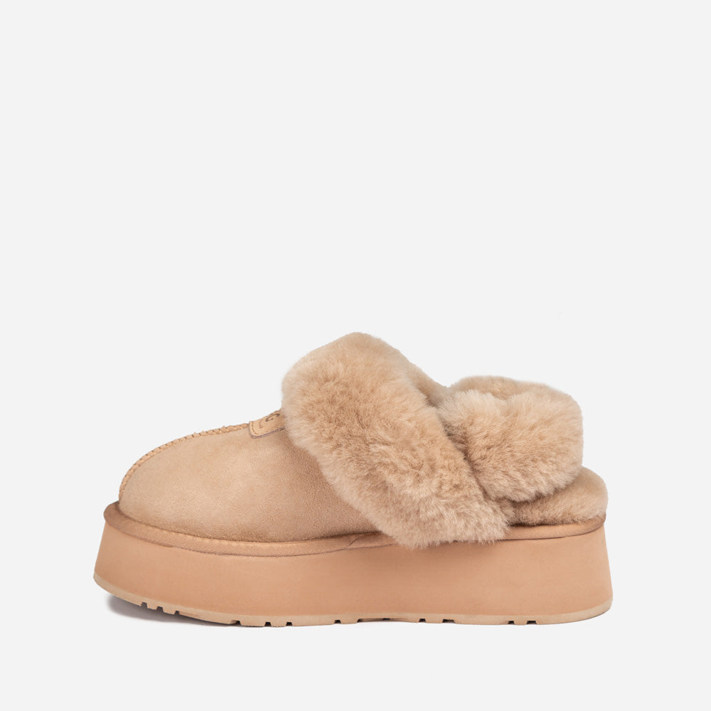 OZWEAR UGG Coquette Platform Slipper (Elastic Logo & Wool Strap) (Detachable Feature)