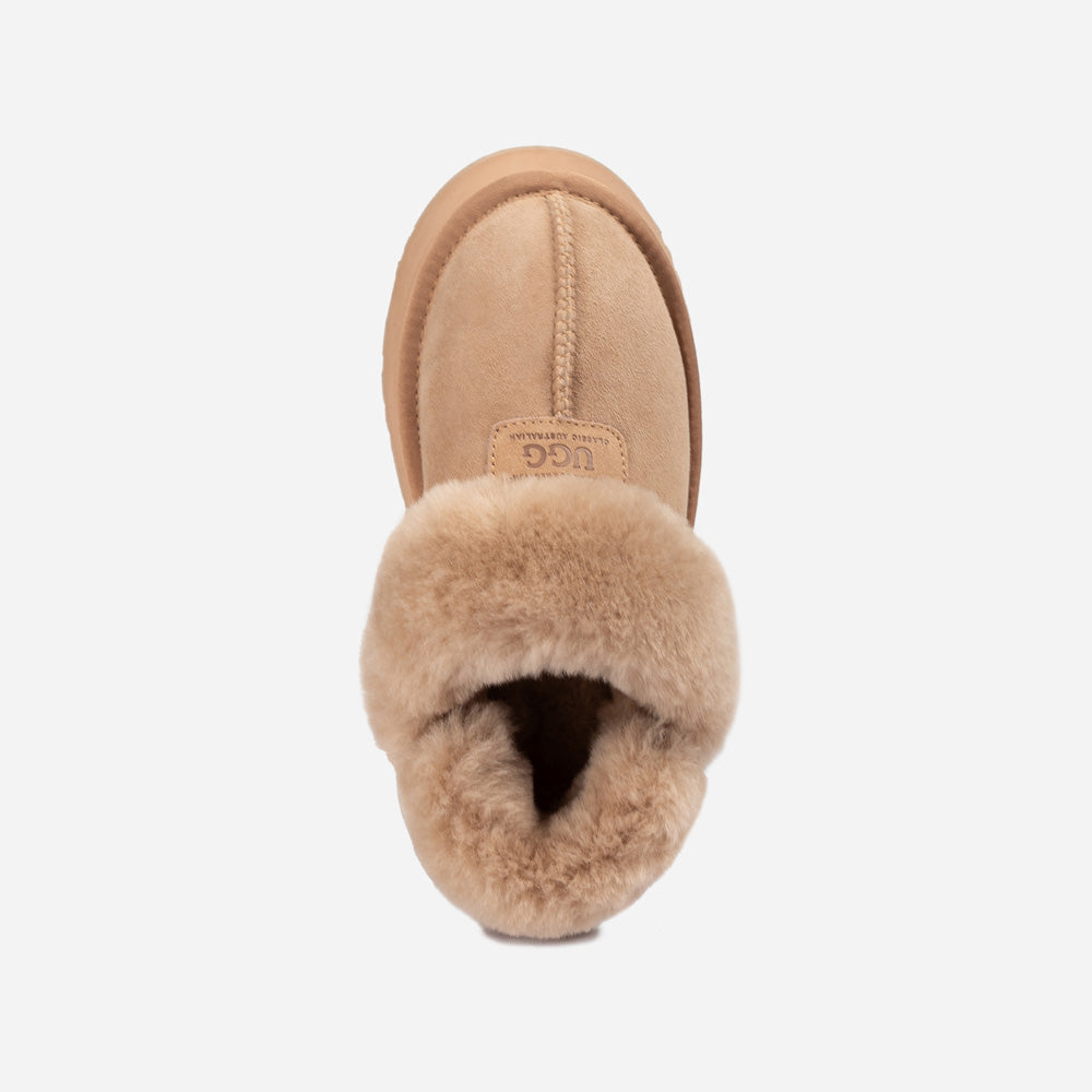 OZWEAR UGG Coquette Platform Slipper (Elastic Logo & Wool Strap) (Detachable Feature)