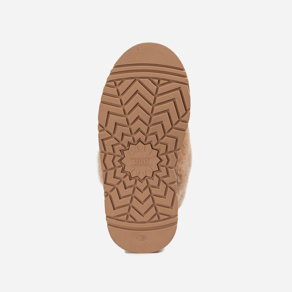 OZWEAR UGG Coquette Platform Slipper (Elastic Logo & Wool Strap) (Detachable Feature)